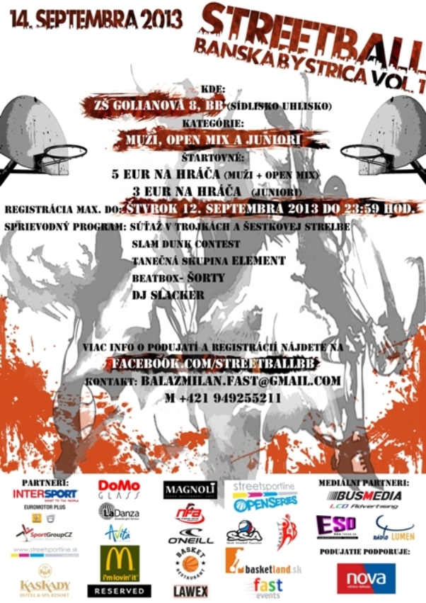 V sobotu v Banskej Bystrici Streetball BB